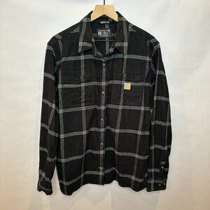 Carhartt button-down flannel rugged flex loose fit, black and white XL